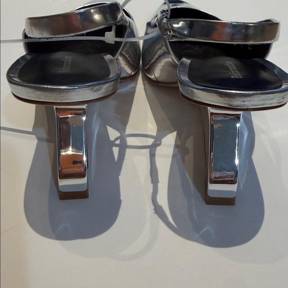 Reformation Westlyn Closed Toe Wedge Silver 7.5  Kitten Heel - Picture 8 of 12
